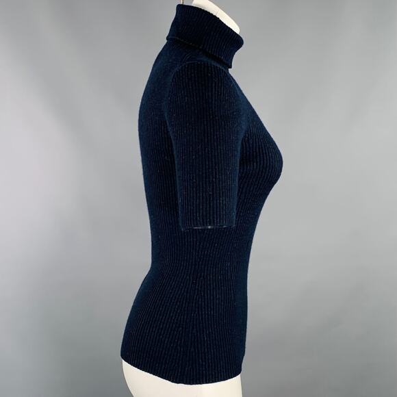 3.1 PHILLIP LIM Size M Navy Wool Blend Ribbed Pullover - Picture 2 of 5